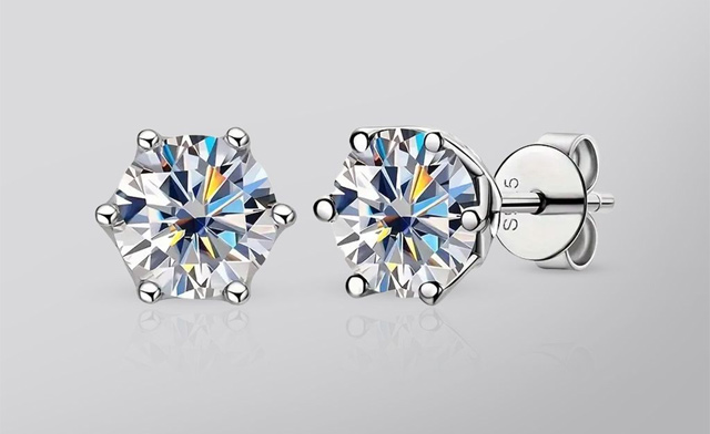 Image of $79.95 for Moissanite 3-Prong Stud Earrings (a $176.99 Value)