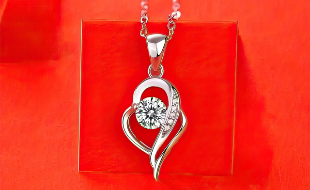 Image of $79.95 for a Sterling Silver Moissanite Heart Necklace (a $179.99 Value)