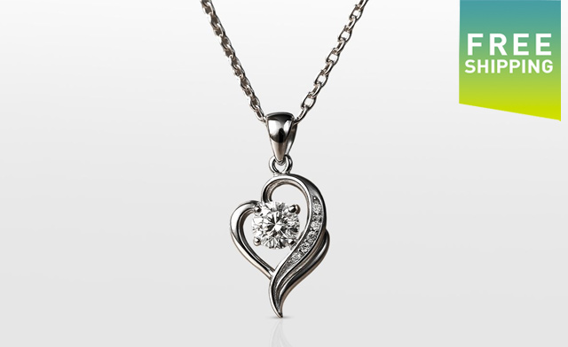 Image of $79.95 for a Sterling Silver Moissanite Heart Necklace (a $179.99 Value)