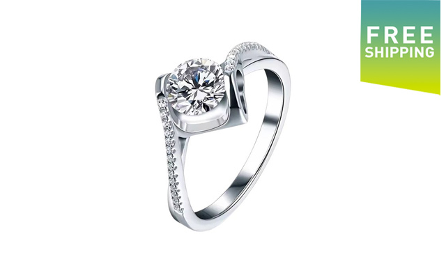 Image of $74.95 for a Sterling Silver Moissanite Ring - 1 Carat (a $164.99 Value)