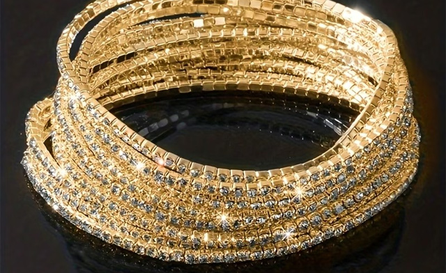 Image of $15.95 for a 12-Piece Rhinestone Stretch Bracelet Set (a $24.95 Value)