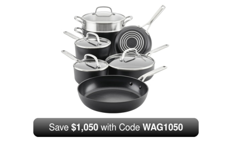 11pc KitchenAid Hard-Anodized Induction Cookware with Code WAG1050