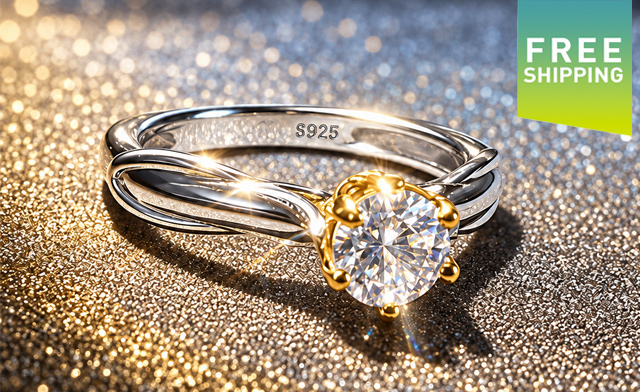 Image of $19.99 for a Moissanite Ring with 18K Gold-Plated Accents (an $84.39 Value)