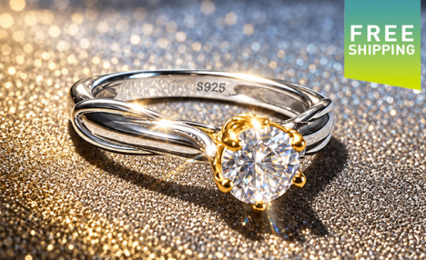 $19.99 for a Moissanite Ring with 18K Gold-Plated Accents (an $84.39 Value)