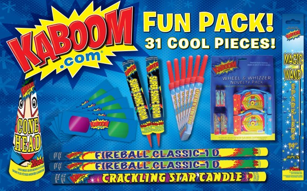 Image of (May 2013) $9 for a Fireworks Fun Pack including Roman Candles, Wheels, Spinners and More from Kaboom Fireworks (a $33 Value) - Choose from Multiple Locations