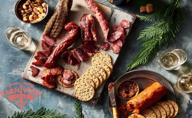 Image of $55 for an Exclusive Carnivore Club Charcuterie Box, Collectible Tin, T-Shirt and $15 Coupon (a $115 Value)