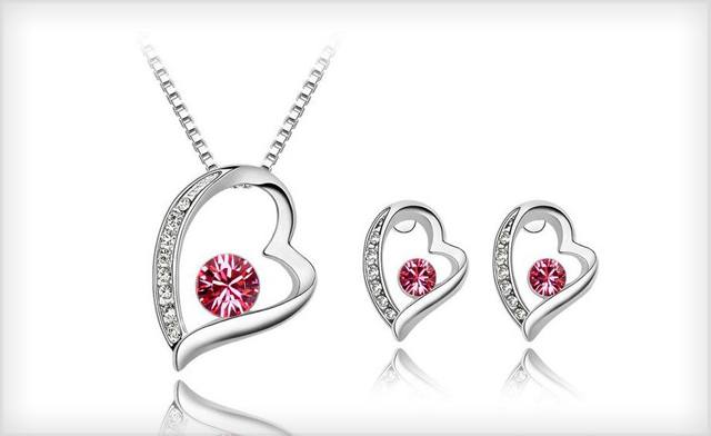 Image of $19.99 for a Crystal Love Sweetheart Pendant with Necklace and Earrings (a $109 Value)