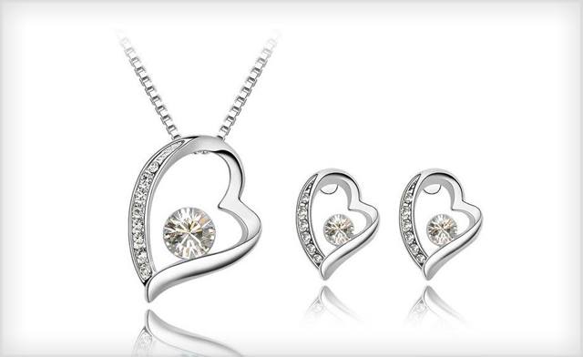 Image of $19.99 for a Crystal Love Sweetheart Pendant with Necklace and Earrings (a $109 Value)