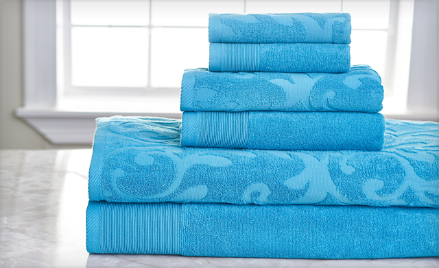 Image of $44 for a 6-Piece Egyptian Cotton Jacquard Towel Set (a $99 Value) - Shipping Included
