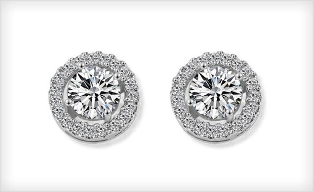 $18 for a 3.44 CTTW Halo Stud Earrings with Swarovski Elements Crystals - Shipping Included (a $99 Value)