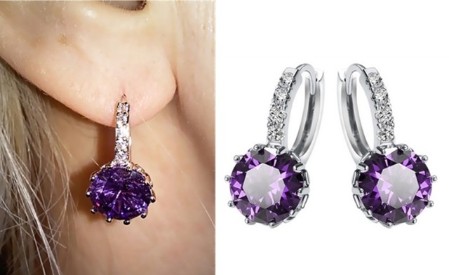 Image of $12 for a Pair of 18K White Gold Filled Austrian Crystal Hoop Earrings (an $65 Value)