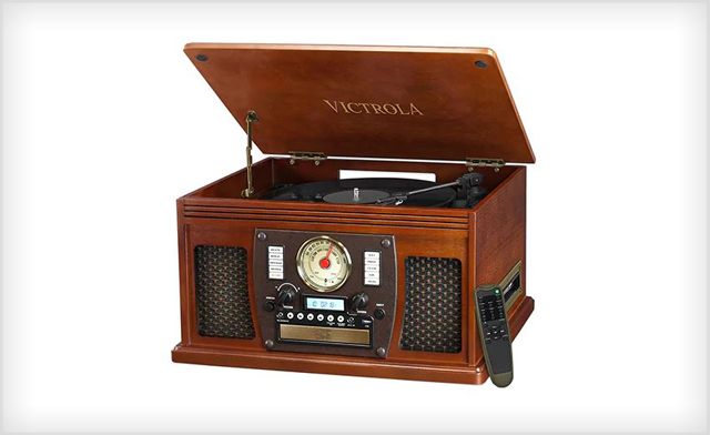 Image of $99 for an 8-in-1 Wooden Bluetooth Music Centre with Turntable, CD Player & More (a $224.87 Value)