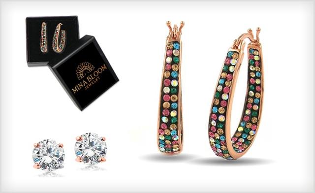 Image of $29 for Inside Out Swarovski Crystal Hoops and 2.00 CTTW Studs by Mina Bloom - Shipping Included (a $119 Value)