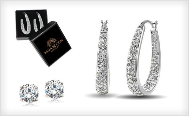 Image of $29 for Inside Out Swarovski Crystal Hoops and 2.00 CTTW Studs by Mina Bloom - Shipping Included (a $119 Value)
