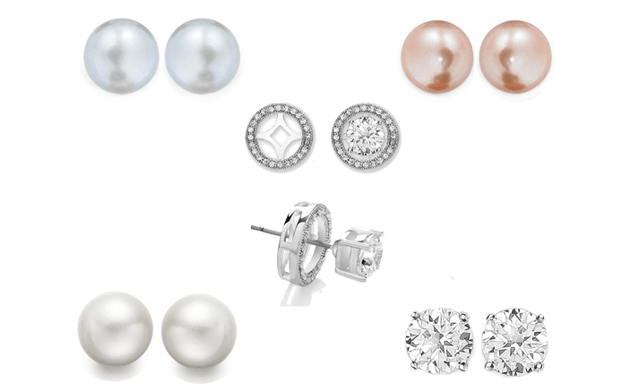 Image of $20 for a Set of 4 Interchangeable Freshwater Pearl & Crystal Earrings (a $135 Value)