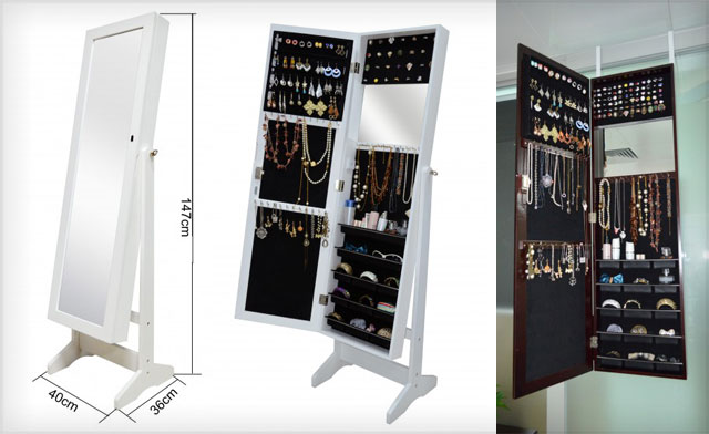 $150 for a Full-Length Wooden Mirror Jewellery Cabinet (a $399 Value) - Shipping Included Image of $150 for a Full-Length Wooden Mirror Jewellery Cabinet (a $399 Value) - Shipping Included