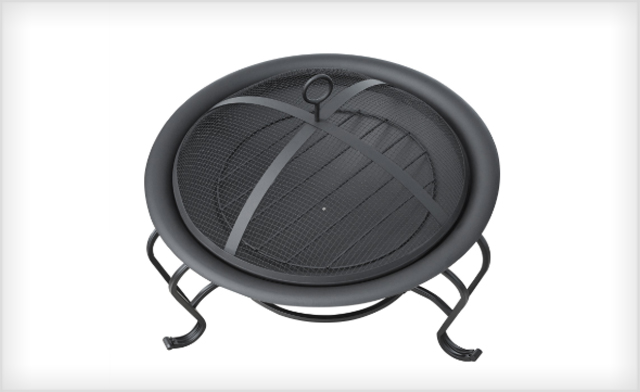 Image of $79.99 for an Outsunny 22 Inch Round Fire Pit with Poker and Spark Screen (Black) - Shipping Included (a $130 Value)