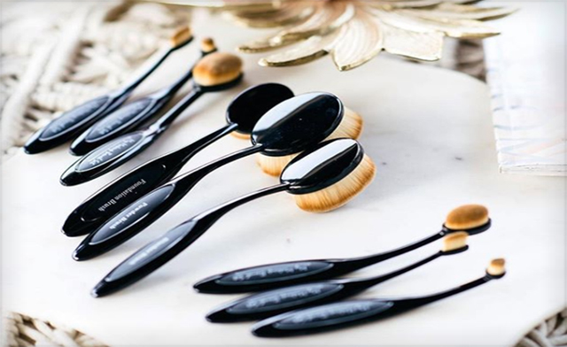 Image of $22.99 for a 10-Piece Black Oval Makeup Brush Set (a $355 Value)