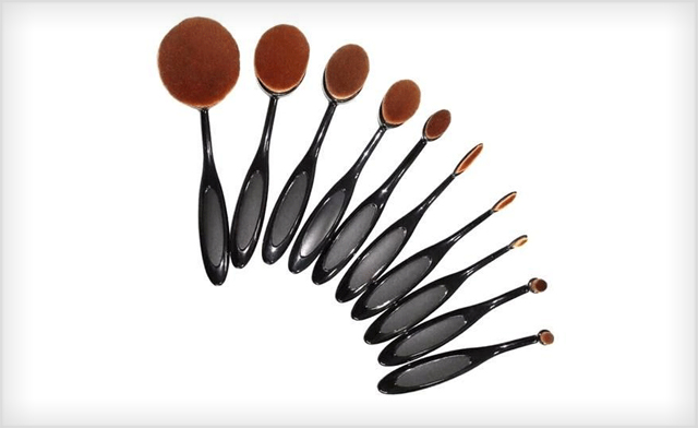 Image of $22.99 for a 10-Piece Black Oval Makeup Brush Set (a $355 Value)