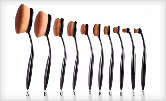 Image of $22.99 for a 10-Piece Black Oval Makeup Brush Set (a $355 Value)