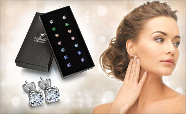 $35 for a Set of 7 Crystal Earrings Made with Swarovski Elements (a ...