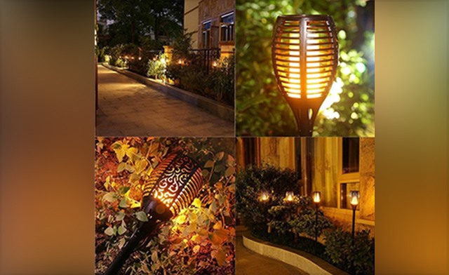 Image of Up to 72% off Solar Flame Flickering Lamp Torch - 1, 2, or 4 Pack
