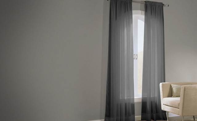 Image of 77% off Basic Elegance Voile Panel Pair Curtains