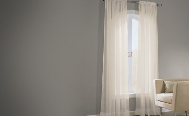 Image of 77% off Basic Elegance Voile Panel Pair Curtains