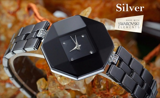 Image of $49 for a Women's Ceramic Waterproof Quartz Watch with Swarovski Elements (a $150 Value)