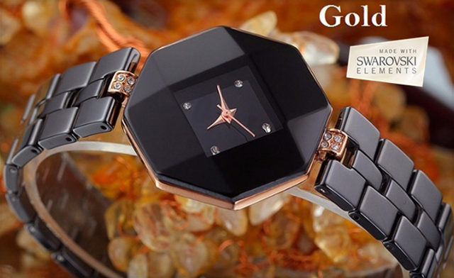 Image of $49 for a Women's Ceramic Waterproof Quartz Watch with Swarovski Elements (a $150 Value)