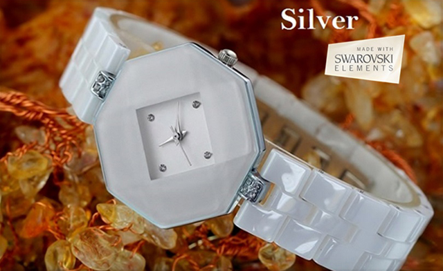 Image of $49 for a Women's Ceramic Waterproof Quartz Watch with Swarovski Elements (a $150 Value)